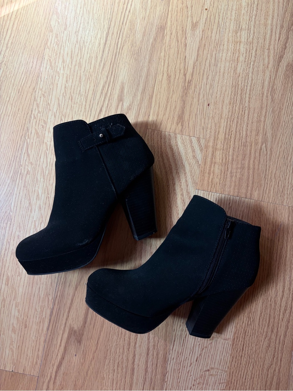 Report Black Suede Platform Ankle Booties